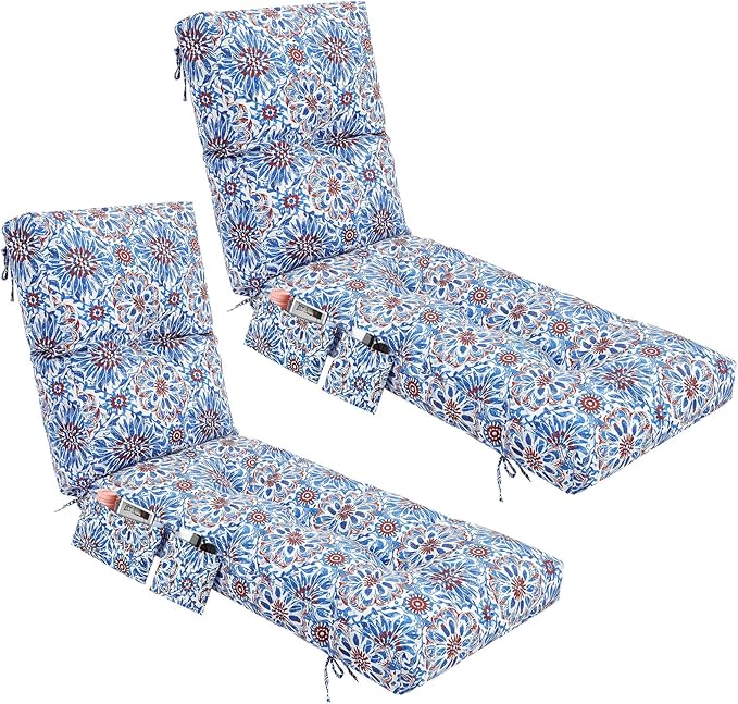 Kigley Outdoor 2 Pcs Chaise Lounge Cushions