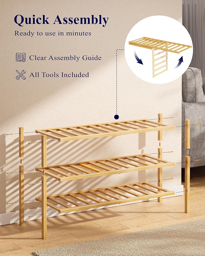 Kitsure Bamboo Wooden Shoe Rack