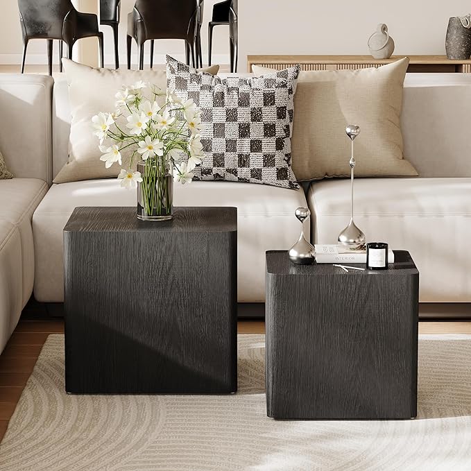 Nesting Coffee Table Set of 2, Modern Coffee Table and End Table Sets, Small