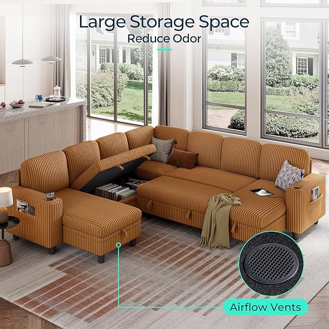 LINSY HOME Sectional Sleeper Sofa