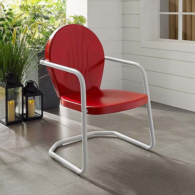 Crosley Furniture Griffith Outdoor Chair, Retro Metal Patio Chairs