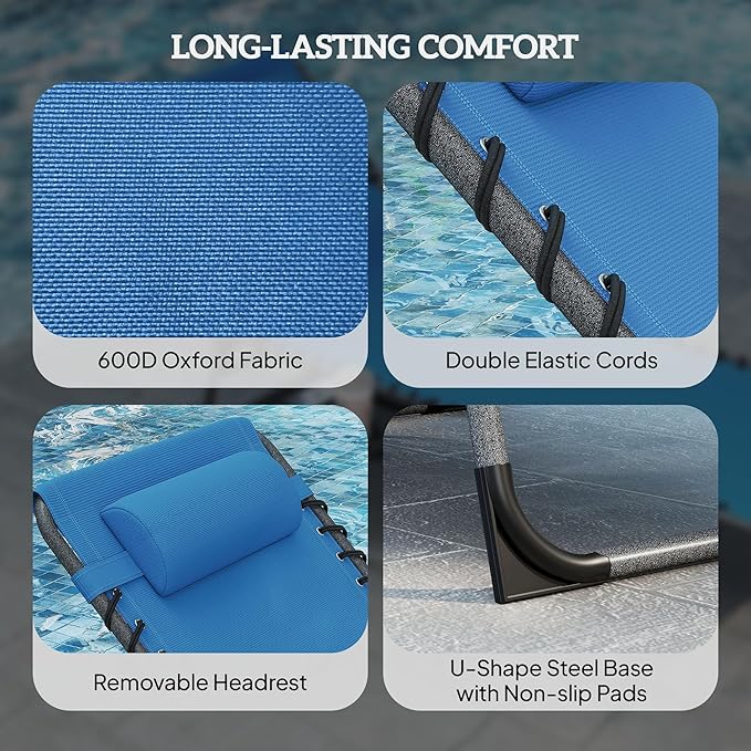 Outsunny Folding Chaise Lounge Chair Outdoor Tanning Chair