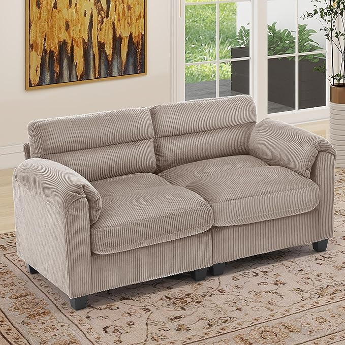 HAOMARKETS Corduroy Sofa Set, Upholstered Loveseat