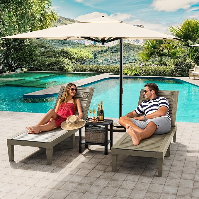 Outdoor Chaise Lounge Chairs Set of 4, 5-Position Adjustable Heavy Duty Tanning