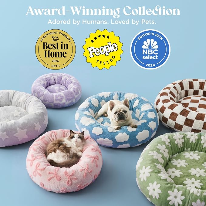 LE SURE Shown on TV Donut Dog Beds Extra Large Sized Dog - Round Pet Beds for Calming Puppy with Washable Cover, Orthopedic Modern Beds with Jacquard Shaggy Plush & Anti Slip Bottom, 42 Inch，Green