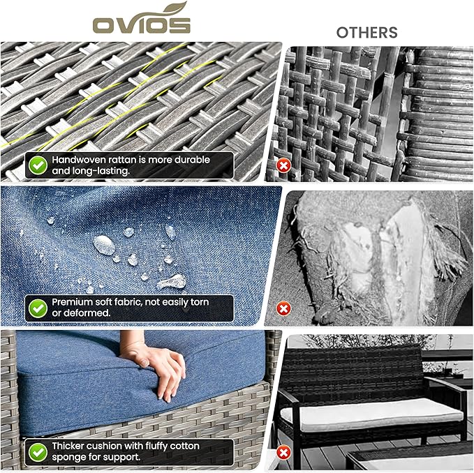 ovios 5-Piece Patio Furniture Set, Outdoor Wicker Sofa