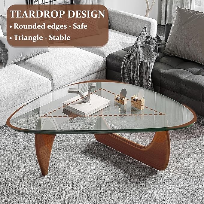Modern Glass Coffee Table, 35.8" Small Center Table, Mid Century Tea Tables