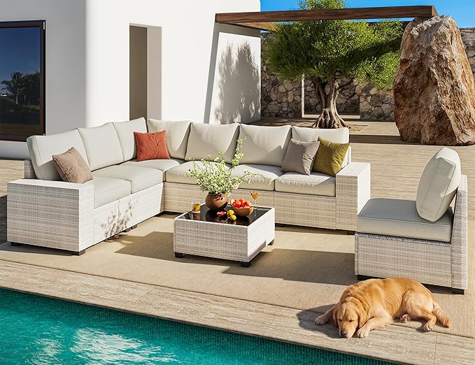 olimix 8 Piece Outdoor Patio Furniture Set, Outdoor Sectional Furniture
