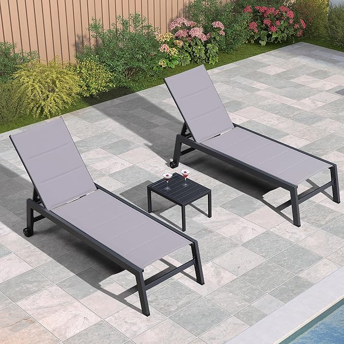 PURPLE LEAF Outdoor Chaise Lounge Set of 4 Aluminum Patio Chair
