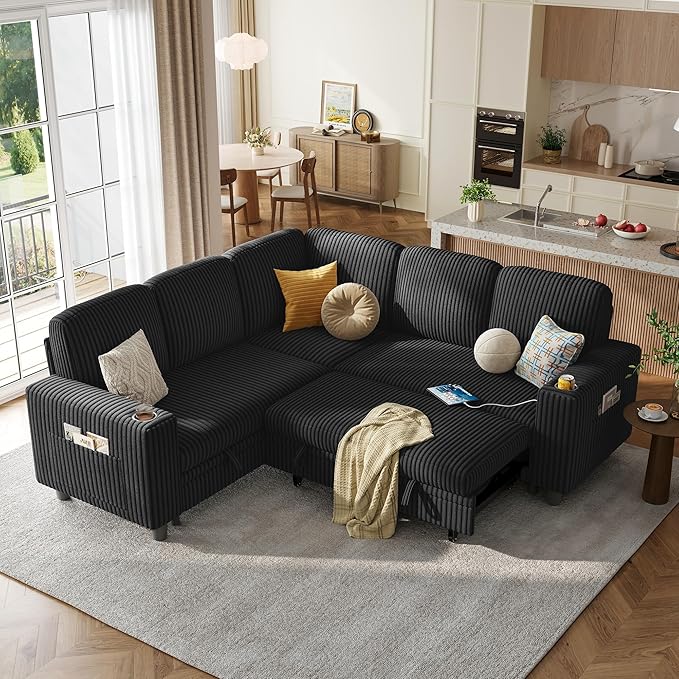LINSY HOME Sectional Sleeper Sofa Pull Out Couches
