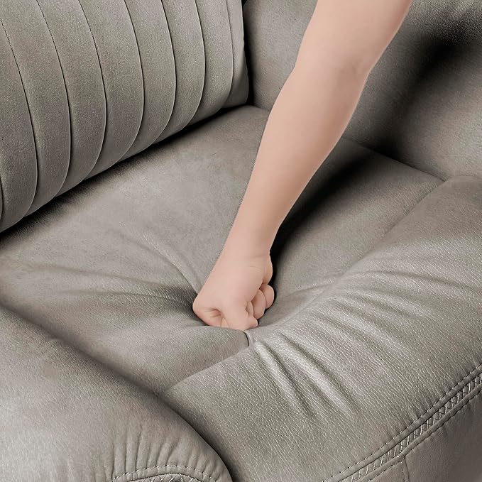 Lexicon Manual Double Reclining Sofa, Polished Microfiber Upholstered 3 Seater
