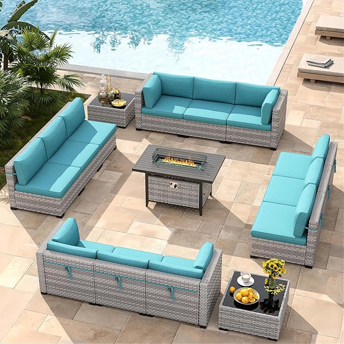 12-Seat Modern Outdoor Wicker Rattan Patio Furniture Set