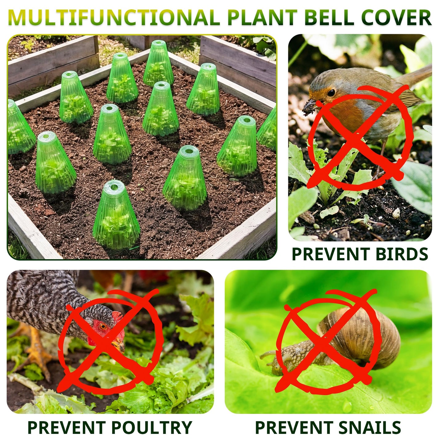 UCandy Pack 20 Garden Cloches for Plants, Reusable Bell Plant Cover with Metal Stakes, Plant Protection Cloches for Potted Plants/Seedlings,Protect Plants from Sun,Birds, Frost