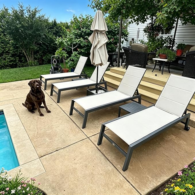 PURPLE LEAF Outdoor Patio Chaise Lounge Set of 2 Aluminum Lounge Chair
