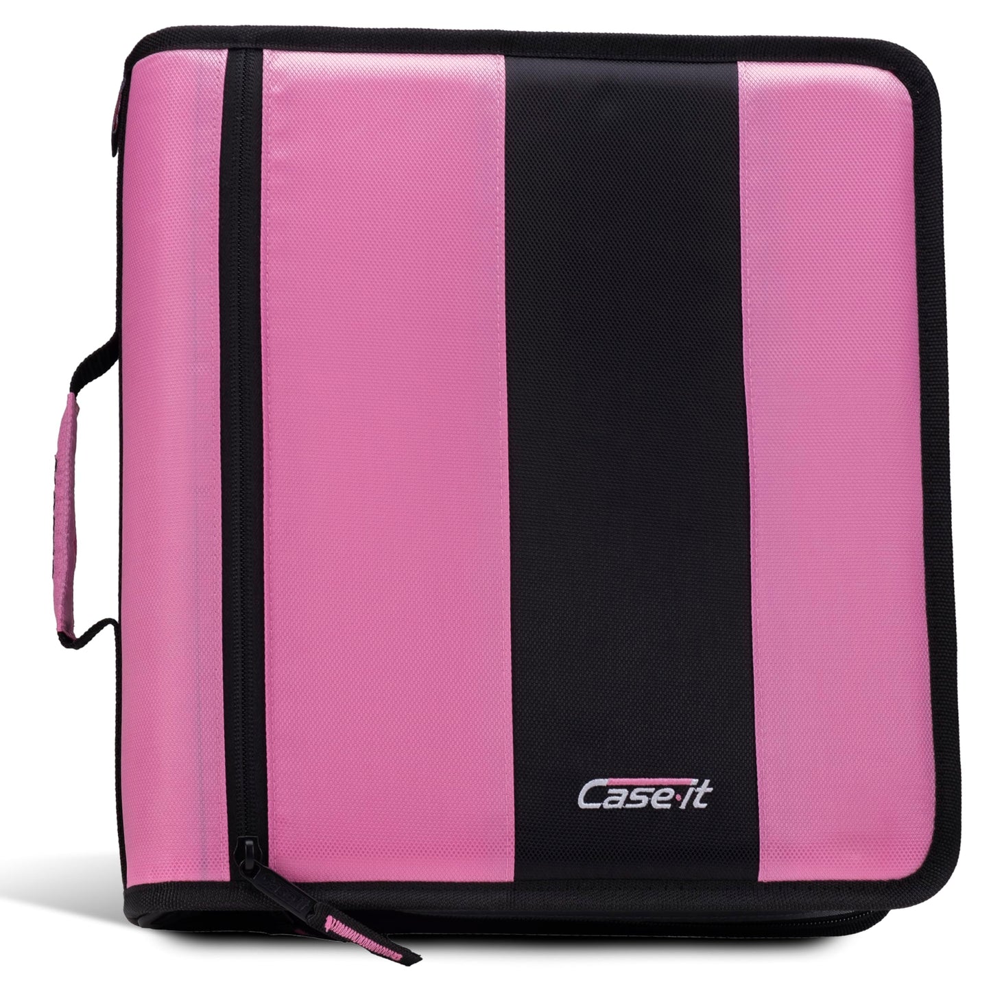 Case-it Classic Zipper Binder | 2-Inch O-Rings, 350 Sheet Capacity, Multiple Storage Pockets & Shoulder Strap | School & Office Organizer | D-251 Light Pink