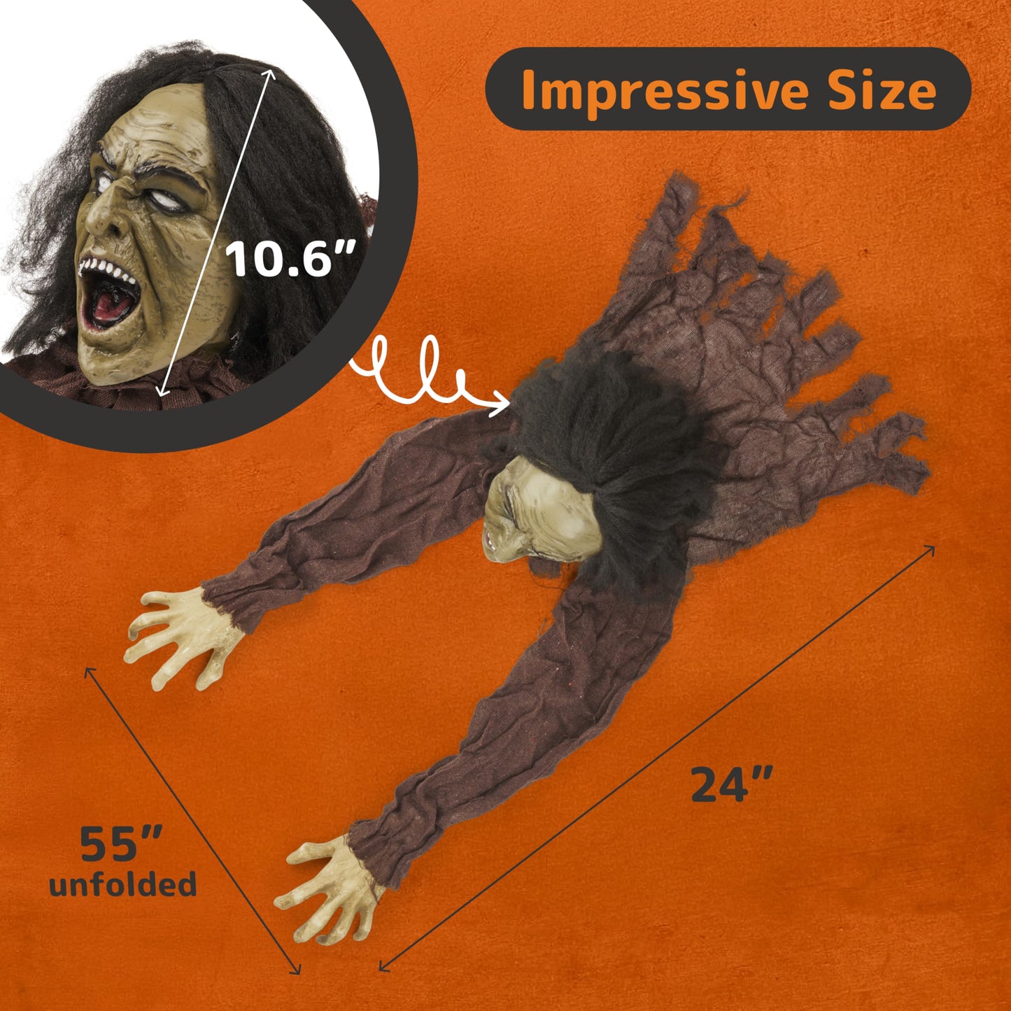 PREXTEX Crawling Zombie Halloween Decoration - Zombies Coming Out of Ground Prop - Creepy Outdoor Zombie Yard Decorations for Haunted Houses, Graveyards, and Halloween Parties