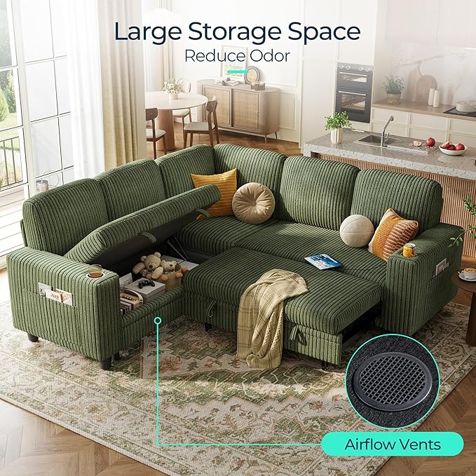 LINSY HOME Sectional Sleeper Sofa