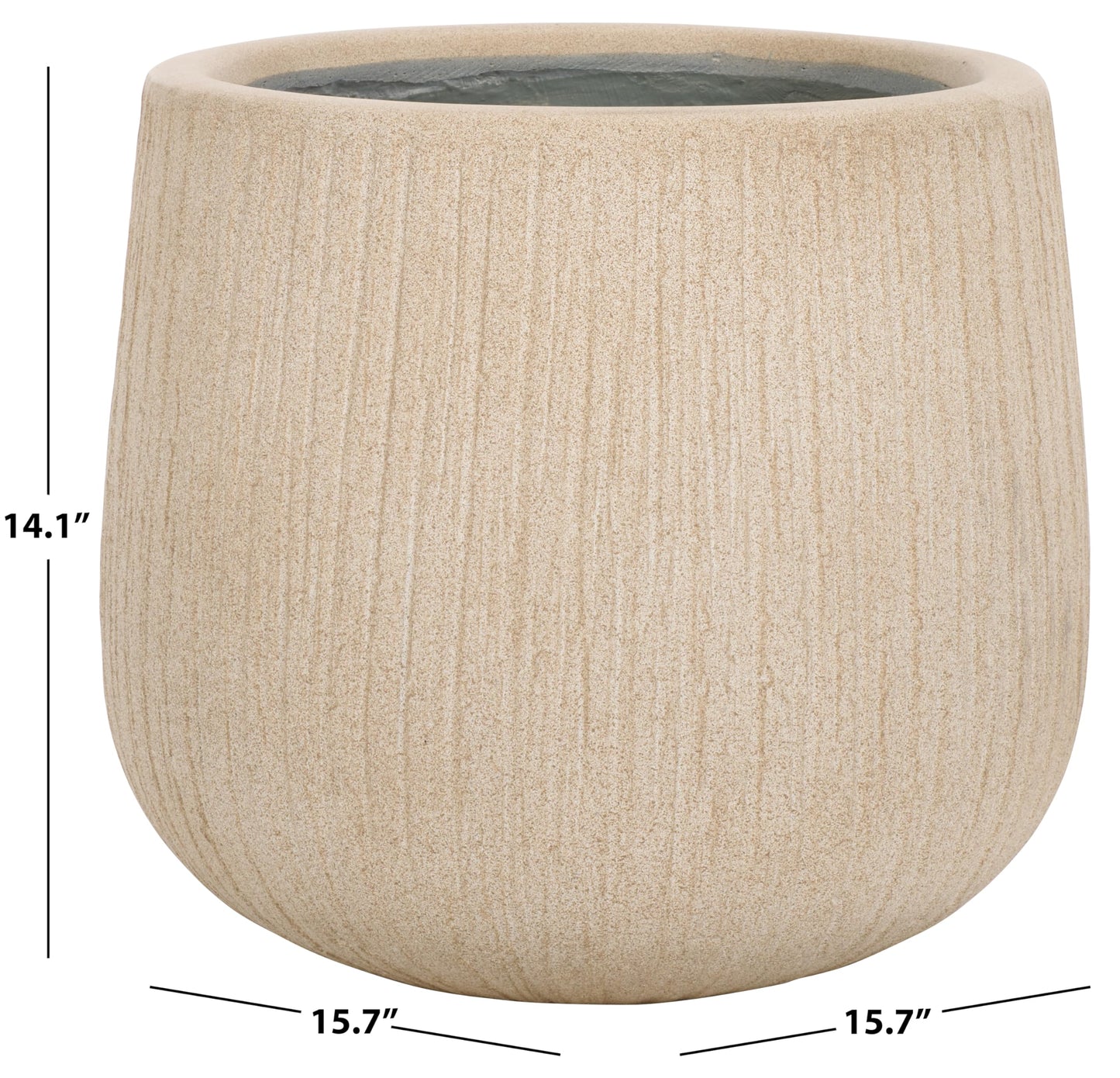 SAFAVIEH Outdoor - Francia Beige Concrete Ficonstone Planter Pot with Drainage Hole, Frost Resistant Garden Planter for Patio, Deck, Indoor Outdoor Use, 15.7" W x 15.7" D x 14" H (PAT1523B)