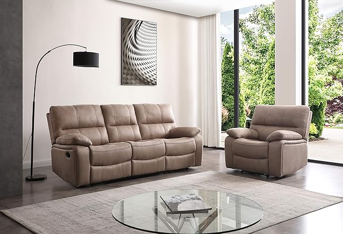 Betsy Furniture Microfiber Reclining Sofa Couch Set Living Room Set 8007