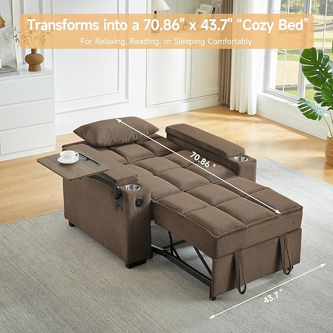 Auvsoce 3-in-1 Folding Convertible Sofa Bed Set of 2, Sleep Couch