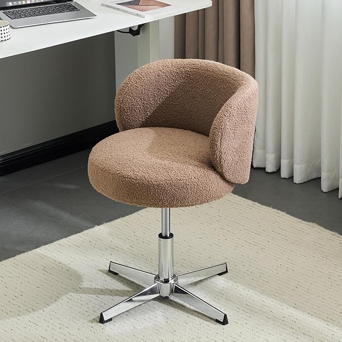VINGLI Cute Small Swivel Desk Chair Comfy no Wheels, Ergonomic Low-Back Lumbar
