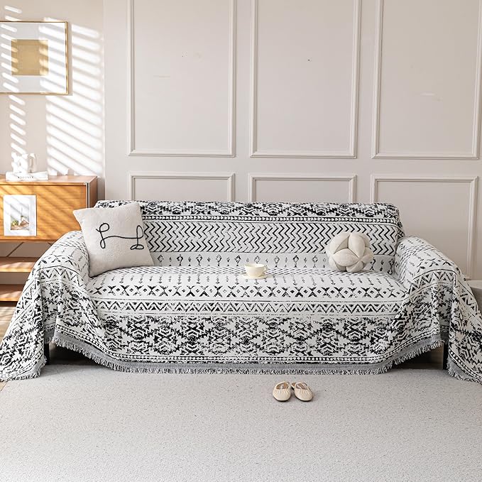Boho Chenille Couch Cover for Dogs, Non Slip Sofa Cover, Couch Slipcover Covers