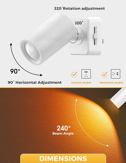 L LOHAS LED Night Lights Plug into Wall,[2-Pack] Wall Spot Lights Indoor with Light Sensor,Amber Night Lights,for Home Decor Party Bathroom,Hallway