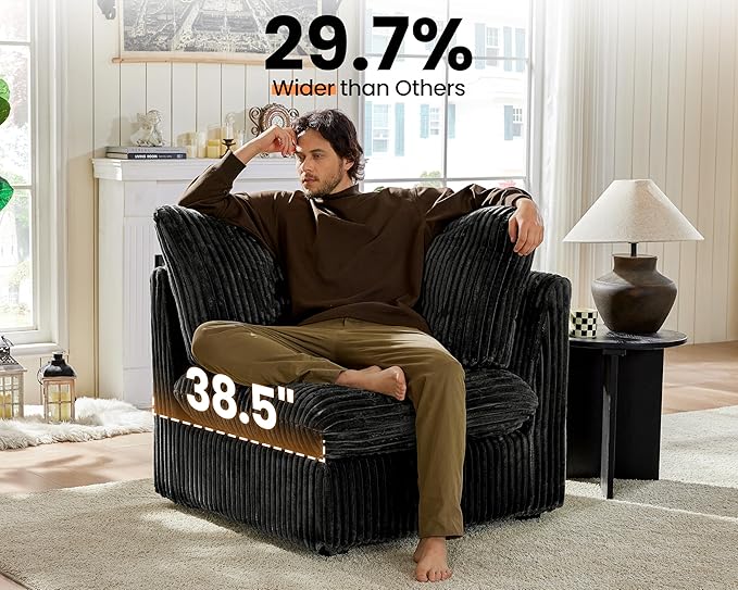 CHIC HOUSE Module for Modular Oversized Couch, Corduroy Customizable Chaise