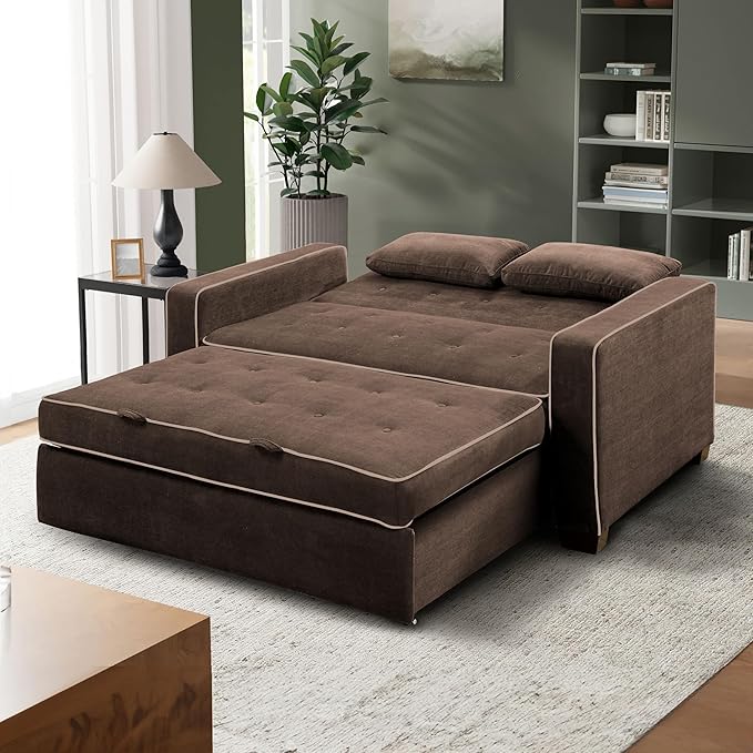 Serta Ainsley Loveseat with Pull Out Sleeper Microfiber Java Full