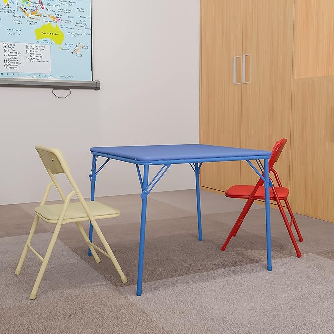 Flash Furniture Mindy Kids 3-Piece Folding Square Table and Chairs Set
