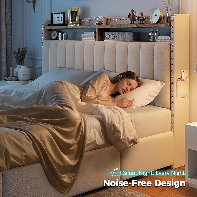 EnHomee Upholstered Full Bed Frame