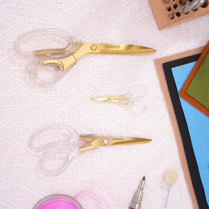 9 Inch All Purpose Scissors for Adults - Ins Style Clear Handle, 2Cr13 Stainless Steel Sharp Blade - Ideal for Fabric Crafts, Tailor's Shears - All-Purpose Fabric Scissors, Crafting & Office
