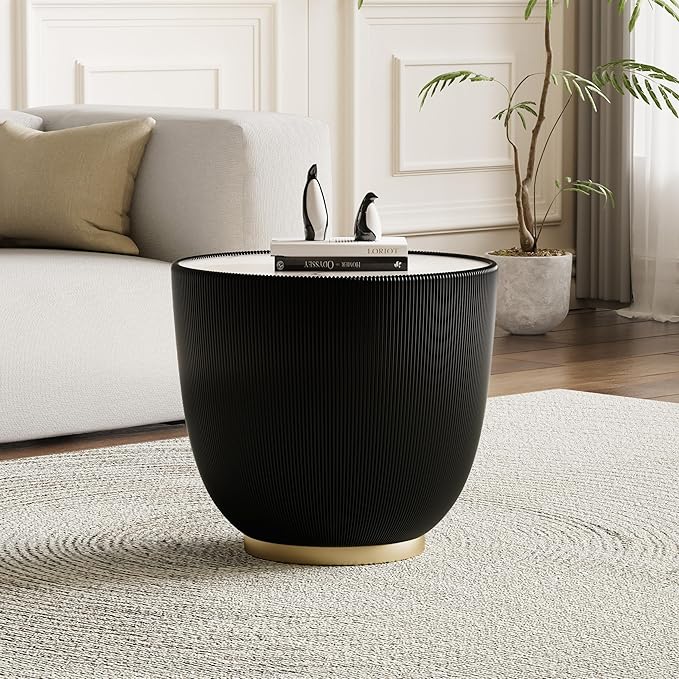 SSLine Bowl-Shape Small Coffee Table Modern Sintered Stone Top Coffee Table in