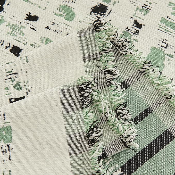 DREAMINGO Abstract Chenille Couch Cover Blanket Beige Green Black Boho Sofa