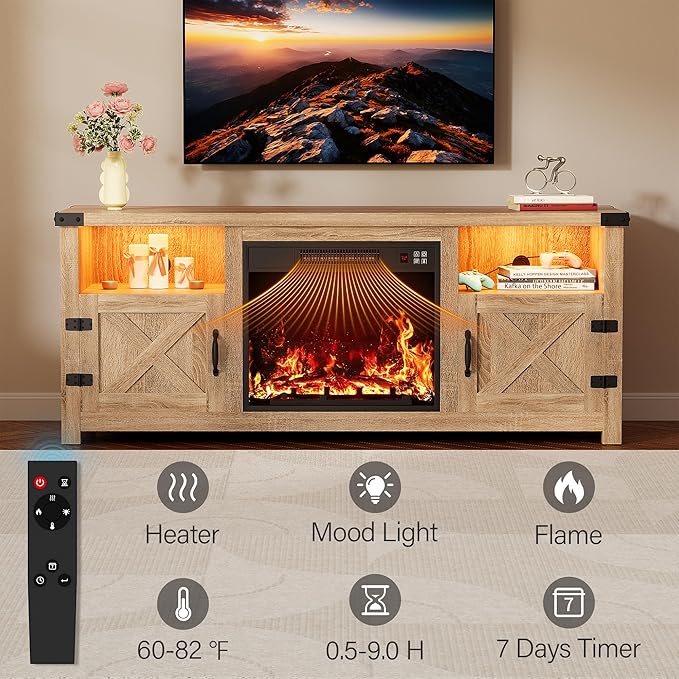 YESHOMY LED Fireplace TV Stand