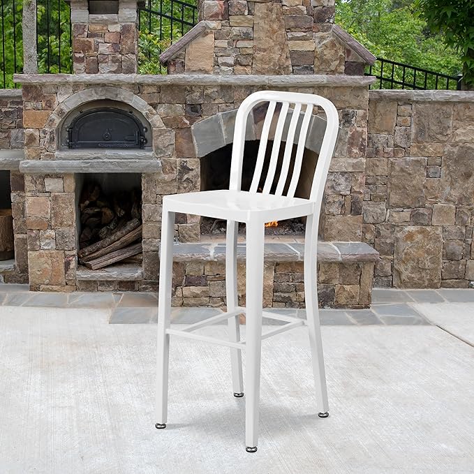 Flash Furniture Gael Commercial Grade 2 Pack 30" High White Metal