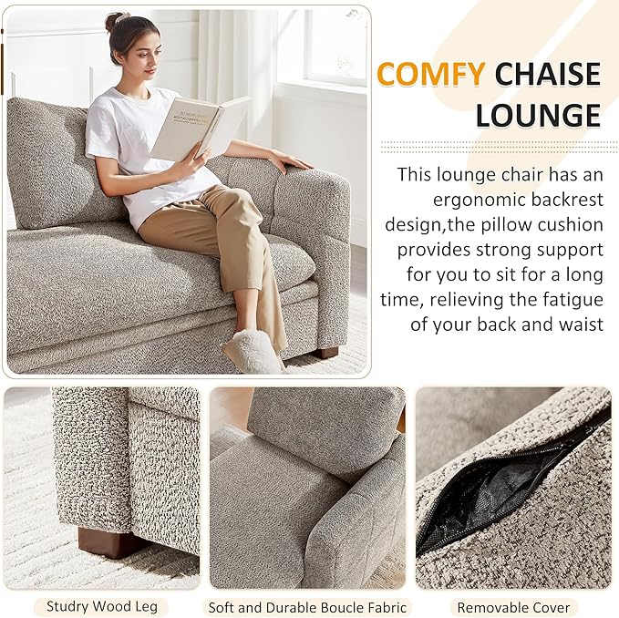 VANOMi Oversized 70.47'' Chaise Lounge Chair Indoor, Modern Upholstered Sofa Bed