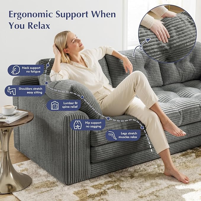 Homkdom 3 Seater Boneless Couch