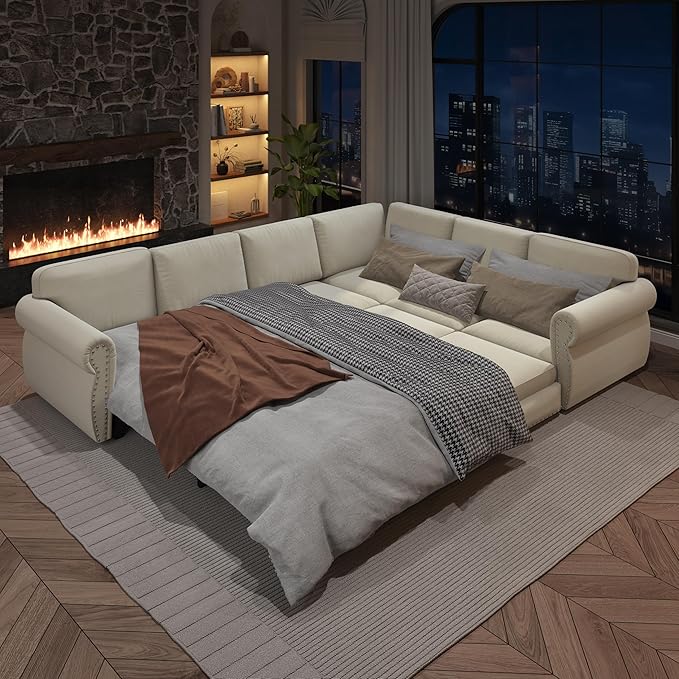 118" L-Shaped Sleeper Couch Bed