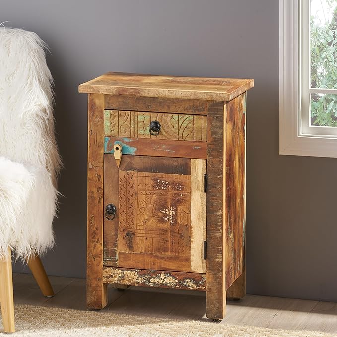 Traditional Carved Wood Side Table, Elegant Addition to Any Room, Made from