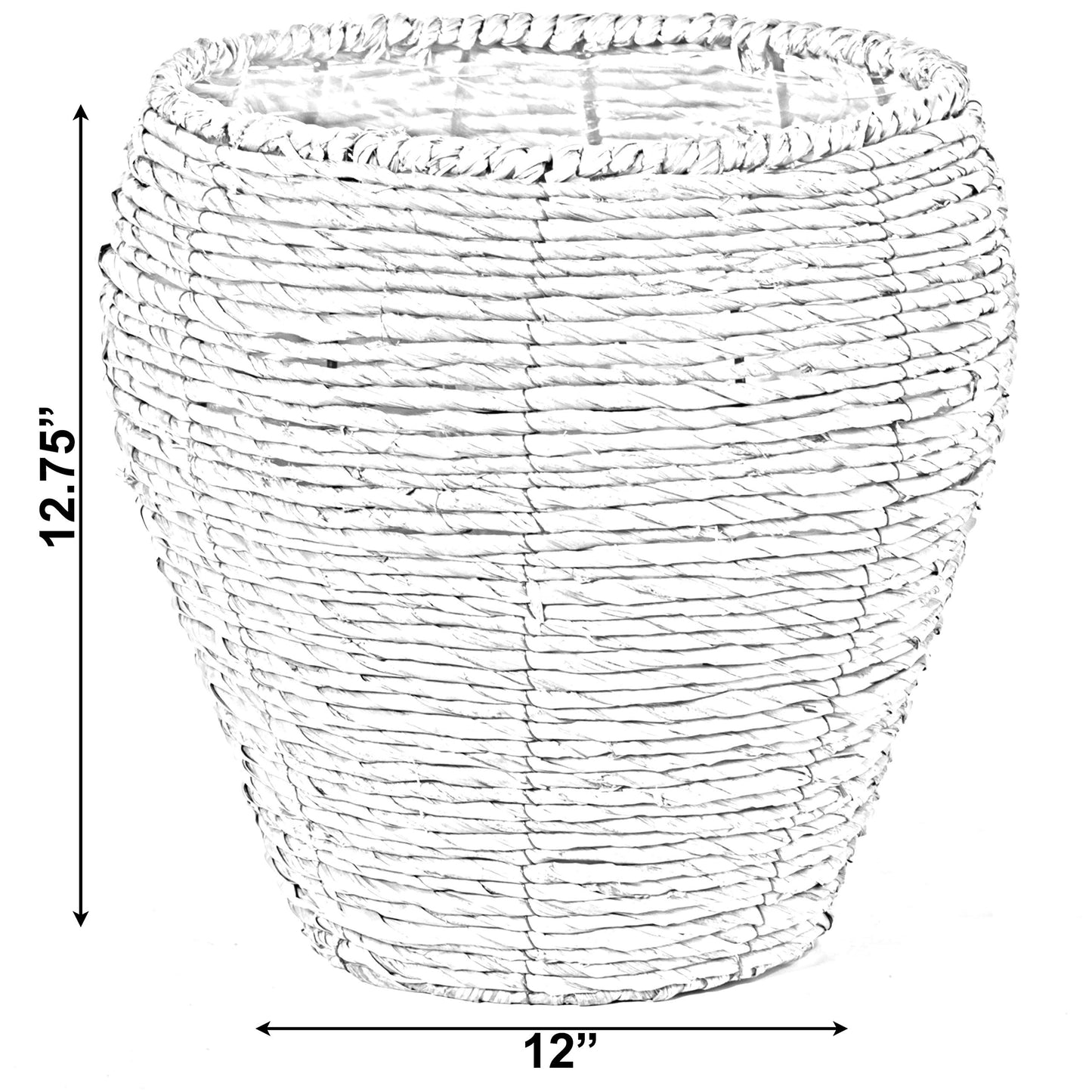 Woven Round Flower Pot Planter Basket with Leak-Proof Plastic Lining - Medium