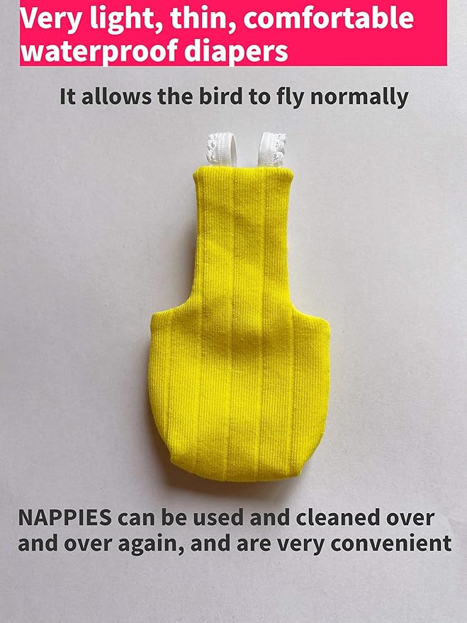 Parrot Bird Diapers, Birds Flight Suit, Parrot Clothes, Pet Animal Costumes, Bird Clothes, Cockatiel Bird Diaper, Pet Bird Diapers, Parrot Flight Suit, Bird Parrot Clothes (Yellow, 5XL)