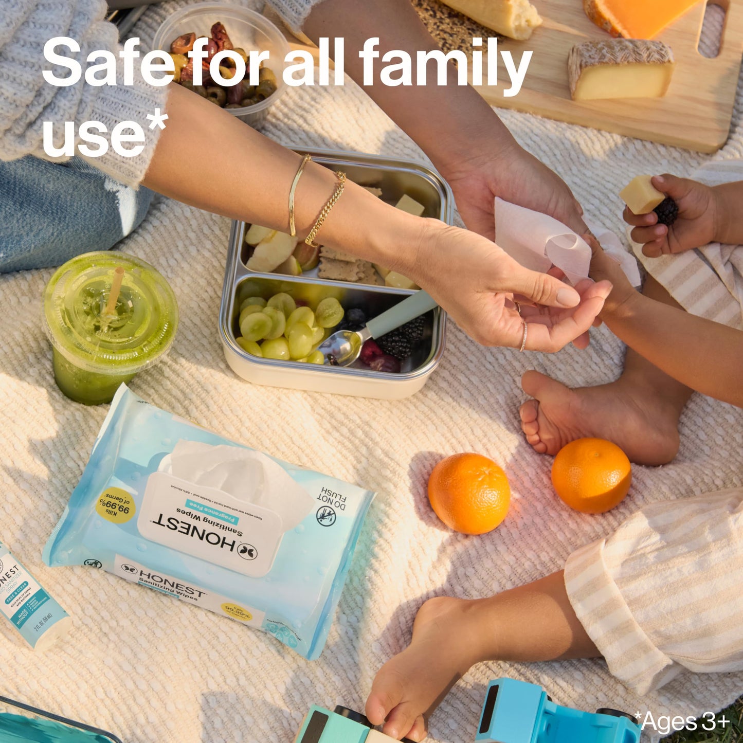 The Honest Company Fragrance-Free Sanitizing Alcohol Wipes, Antibacterial with Aloe, Kills 99% of Germs, 150 Count