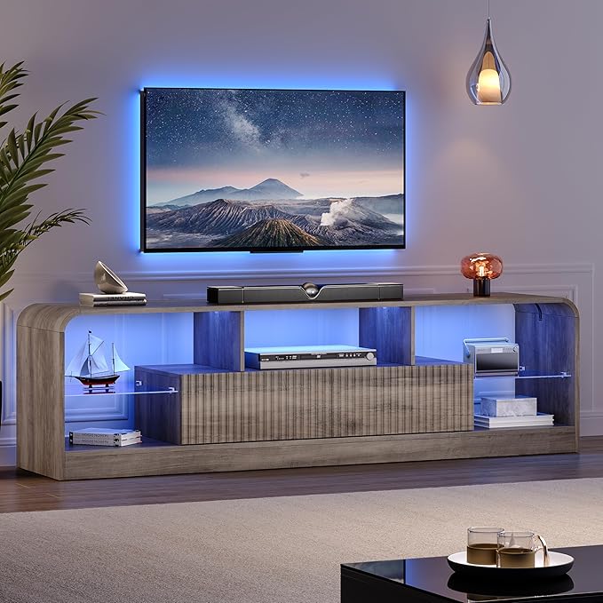 TV Stand for 60/65/70 Inch TVs, Modern Curved TV Console