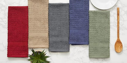 DII Basic Terry Collection Waffle Dishtowel Set, Solid French Blue, 4 Piece