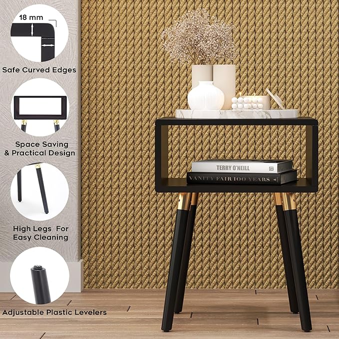 Bme Dinkee Solid Wood Nightstand, Fully Assembled, Without Drawer
