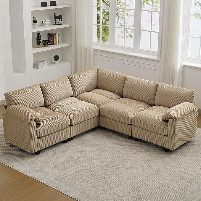 87'' V-Shaped Sectional Sofa Couch, 5-Seater Modular Couches