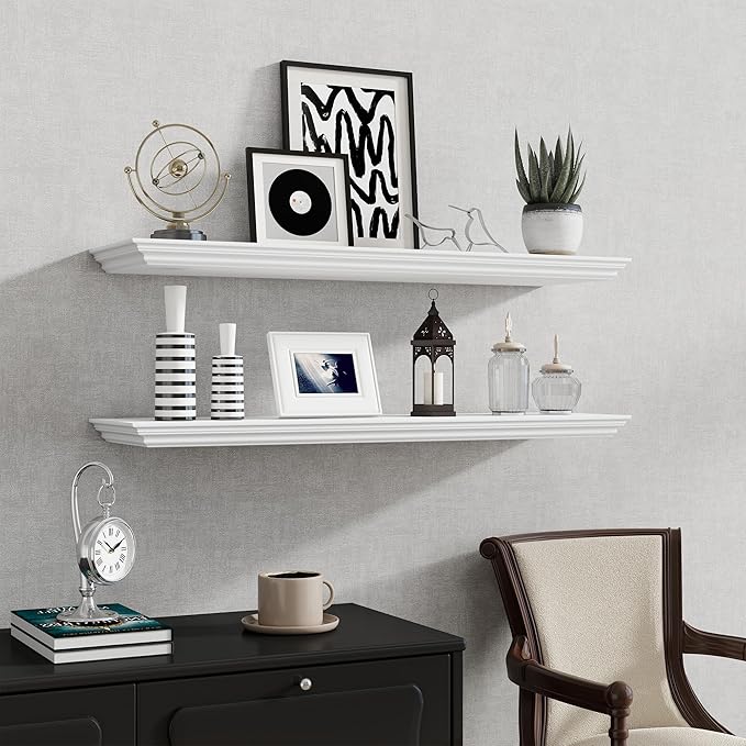 Fun Memories Floating Shelves 36 Inch Long, 9.3 Inch Deep Classic Crown Molding