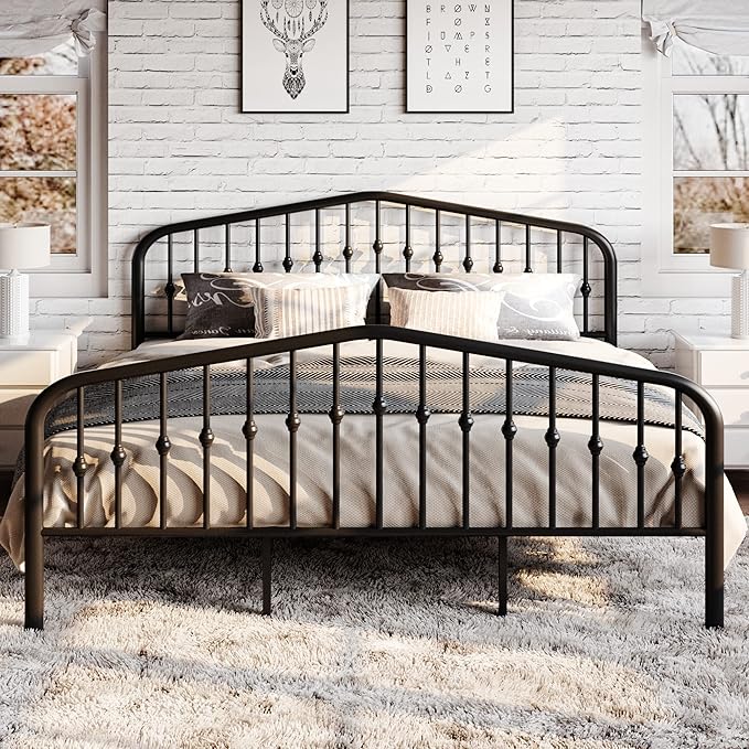 SHA CERLIN King Size Metal Platform Bed Frame