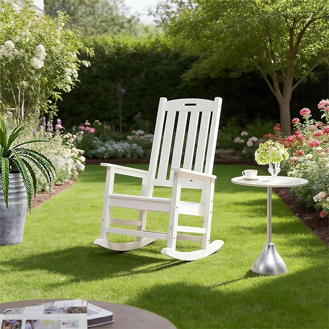Psilvam Oversized Outdoor Rocking Chair Set of 2, HDPE Porch Rocker